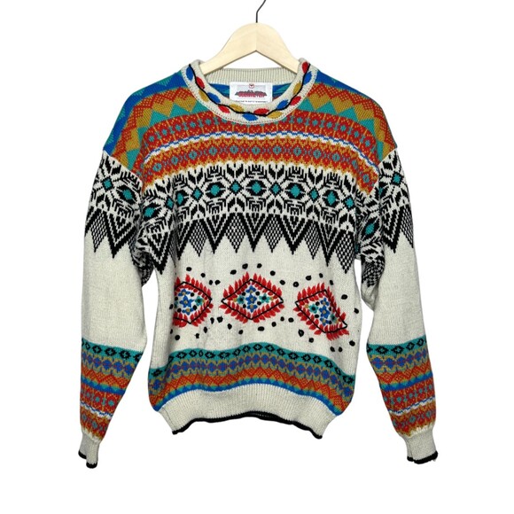 Obermeyer Women Sweater Multi Color Size Medium Wool Acrylic Vintage - Picture 2 of 7